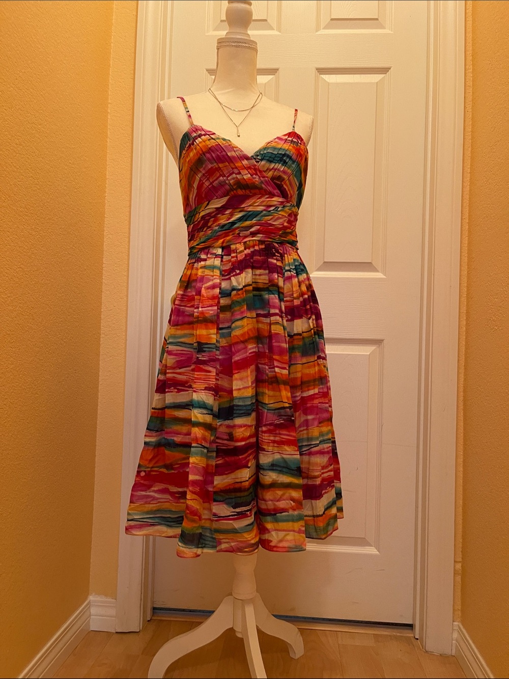 Anne Klein Hot Pink Women’s Formal Dress with Multicolor Trim